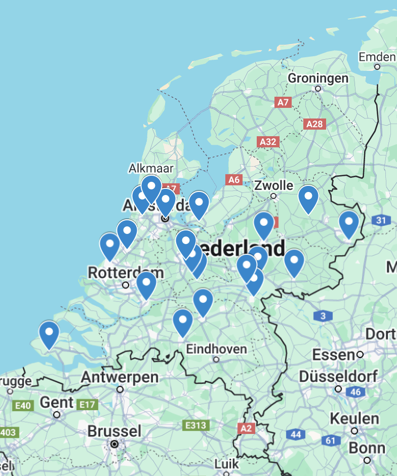 Kaart van Nederland met alle Makelpunten